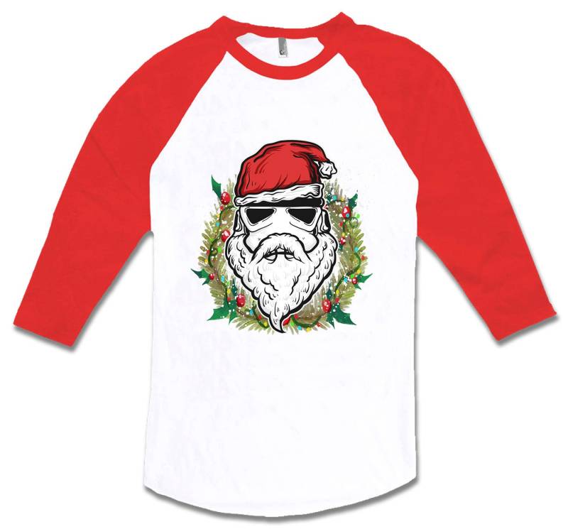 Santa Trooper Weihnachten Raglan Baseball-Shirt Film Inspirierte Parodie Elf T-Shirt Christmas Party Funny Mlg-1295 von MADLABSTEES
