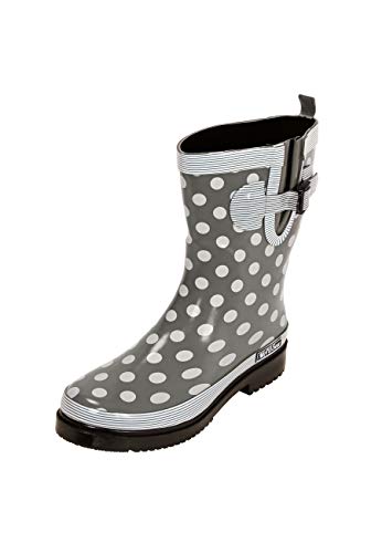 MADSea Damen Gummistiefel Ocean Halbschaft, Grau mit weißen Punkten, 36 EU von MADSea