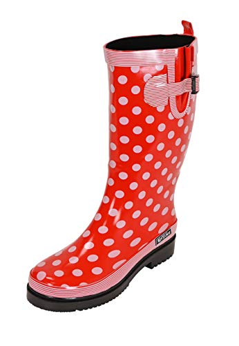 MADSea Damen Gummistiefel Ocean High Langschaft, Rot mit weißen Punkten, 38 EU von MADSea