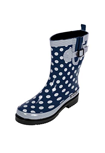 MADSea Damen Gummistiefel Ocean Halbschaft, Dunkelblau mit weißen Punkten, von MADSea