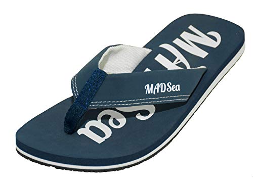 MADSea Unisex Zehenstegpantolette Wave | Flip Flops Zehentrenner Sandale Strand Sommer | dunkelblau weiß, Größe:36 EU von MADSea