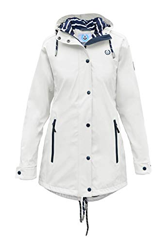 MADSea Damen Regenmantel Friesennerz 620 | halblanger wasserdichter Regenparka | winddicht mit maritimen, weiß/blauen Innenfutter, Weiß, Größe:44 von MADSea