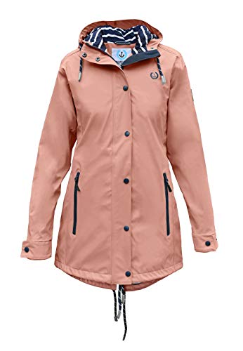 MADSea Damen Regenmantel Friesennerz Maritimes Gestreiftes Innenfutter Rosa, Größe:48 von MADSea