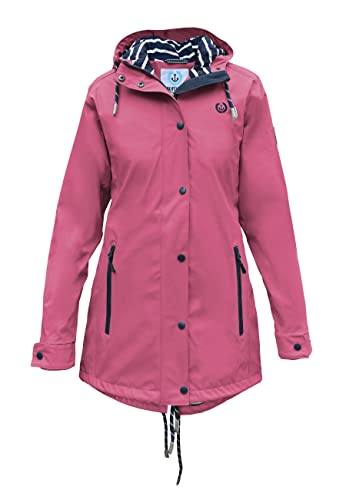 MADSea Damen Regenmantel Friesennerz 620 | halblanger wasserdichter Regenparka | winddicht mit maritimen, weiß/blauen Innenfutter, Beere, Größe:38 von MADSea