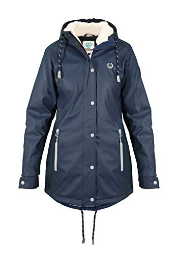 MADSea Damen Regenmantel Friesennerz mit Teddyfleece warm gefüttert Regenjacke wasserdicht, Farbe:dunkelblau, Größe:42 von MADSea