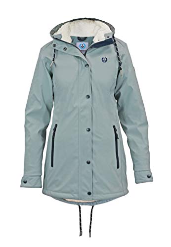 MADSea Damen Regenmantel Friesennerz mit Teddyfleece warm gefüttert Regenjacke wasserdicht, Farbe:hellblau, Größe:46 von MADSea