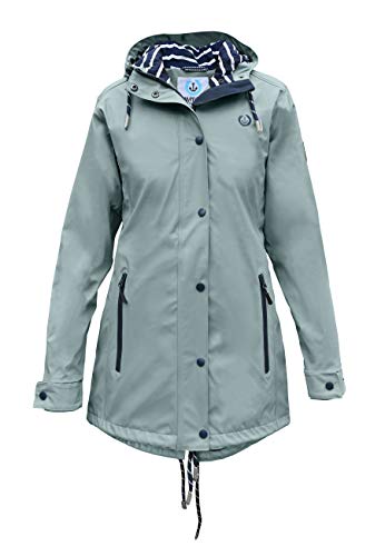 MADSea Damen Regenmantel Friesennerz 620 | halblanger wasserdichter Regenparka | winddicht mit maritimen, weiß/blauen Innenfutter, Hellblau, Größe:52 von MADSea