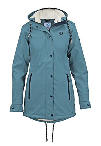 MADSea Damen Regenmantel Friesennerz mit Teddyfleece warm gefüttert Regenjacke wasserdicht, Größe:36, Farbe:petrolblau von MADSea