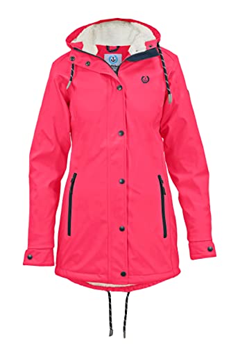MADSea Damen Regenmantel Friesennerz mit Teddyfleece warm gefüttert Regenjacke wasserdicht, Größe:36, Farbe:azalea pink von MADSea