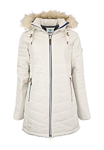 MADSea Damen Steppmantel 6119* warmgefüttert abnehmbare flauschige Kapuze, Beige, 38 von MADSea