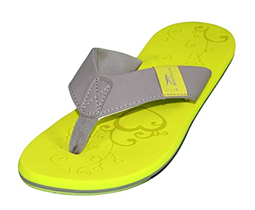 MADSea Damen Zehenstegpantolette Beach Woman | Zehentrenner Flip Flop Thong Sandale Badelatschen | Sommer Strand, gelb/hellgrau, 39 EU von MADSea