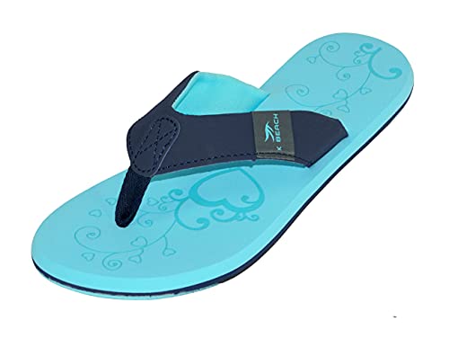 MADSea Damen Zehenstegpantolette Beach Woman | Zehentrenner Flip Flop Thong Sandale Badelatschen | Sommer Strand, hellblau/dunkelblau, 38 EU von MADSea