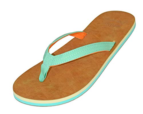 MADSea Damen Zehenstegpantolette Tropical Zehentrenner türkis blau grün, Größe:37 EU von MADSea