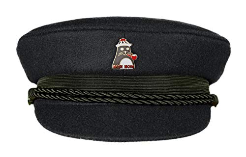 MADSea Elbsegler Premium Tuch mit Motivpin Seehund mit Pfeife schwarz Pin, Größe:58, Pins:Seehund Pfeife von MADSea