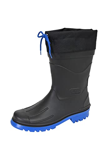 MADSea Herren Jungen Gummistiefel Nils-Hannes | Halbhoher wasserdichter, ungefütterter Regenstiefel | mit verschnürbarer Nylonstulpe farbigen Sohle, schwarz/royalblau, 48 von MADSea