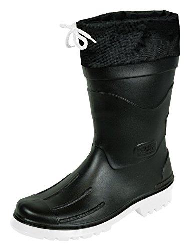 MADSea Herren Jungen Gummistiefel Nils-Hannes | Halbhoher wasserdichter, ungefütterter Regenstiefel | mit verschnürbarer Nylonstulpe farbigen Sohle, schwarz/weiß, 43 von MADSea