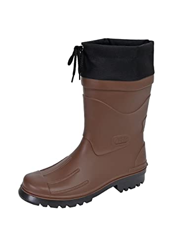 MADSea Herren Jungen Gummistiefel Nils-Hannes | Halbhoher wasserdichter, ungefütterter Regenstiefel | mit verschnürbarer Nylonstulpe, braun/schwarz, 45 von MADSea