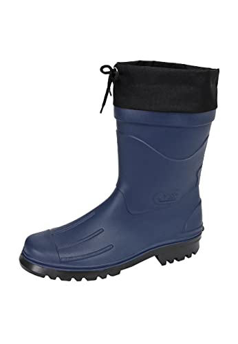 MADSea Herren Jungen Gummistiefel Nils-Hannes | Halbhoher wasserdichter, ungefütterter Regenstiefel | mit verschnürbarer Nylonstulpe, dunkelblau/schwarz, 43 von MADSea