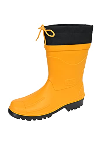MADSea Herren Jungen Gummistiefel Nils-Hannes | Halbhoher wasserdichter, ungefütterter Regenstiefel | mit verschnürbarer Nylonstulpe, gelb/schwarz, 45 von MADSea