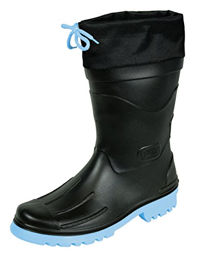 MADSea Herren Jungen Regenstiefel Hannes | wasserdichter, ungefütterter Halbschaft schwarzer Gummistiefel | mit verschnürbarer Nylonstulpe hellblauen Sohle, 41 EU von MADSea