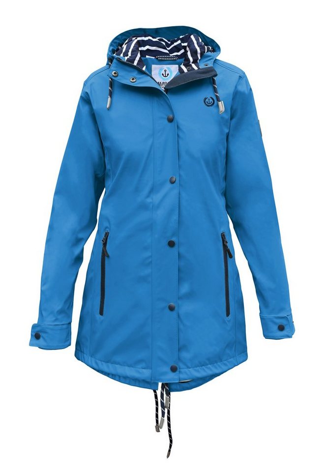MADSea Regenjacke Friesennerz Blau wetterfest mit gestreiftem Innenfutter von MADSea