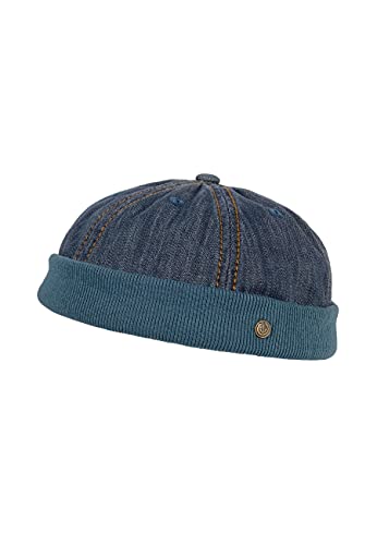 MADSea Unisex Dockercap Cap Denim Washed ohne Schirm Rollmütze als Segelmütze im Vintage-Stil für den Alltag, Farbe:Jeansblau von MADSea