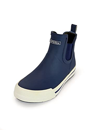 MADSea Unisex Gummistiefelette Short Story | Regenstiefel Gummistiefel Gartenschuhe Wasserdicht Segelstiefel | Kurzer Schaft Rutschfest, Dunkelblau/Weiß, 38 EU von MADSea