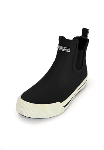 MADSea Unisex Gummistiefelette Short Story | Regenstiefel Gummistiefel Gartenschuhe Wasserdicht Segelstiefel | Kurzer Schaft Rutschfest, schwarz/weiß, 38 EU von MADSea