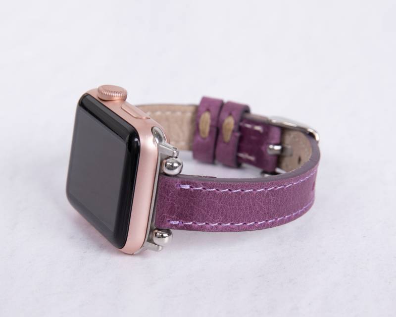 Lila Handgemachtes Uhrenarmband Aus Echtleder Für Alle Apple Modelle von MADUEMNEWYORK