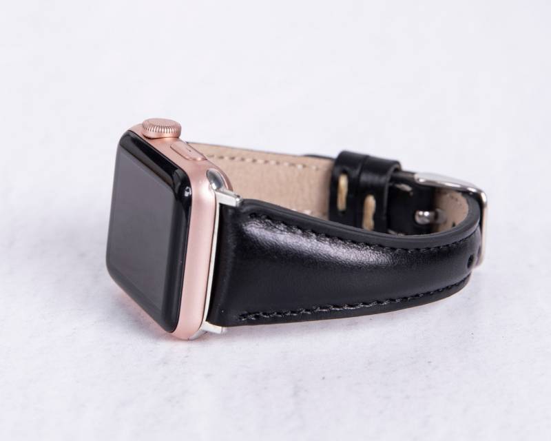 Uhrenarmband Aus Schwarzem Vollrindleder - Damen & Herren Eleganter Apple Fitbit Für Alle Modelle Und Fitbit von MADUEMNEWYORK