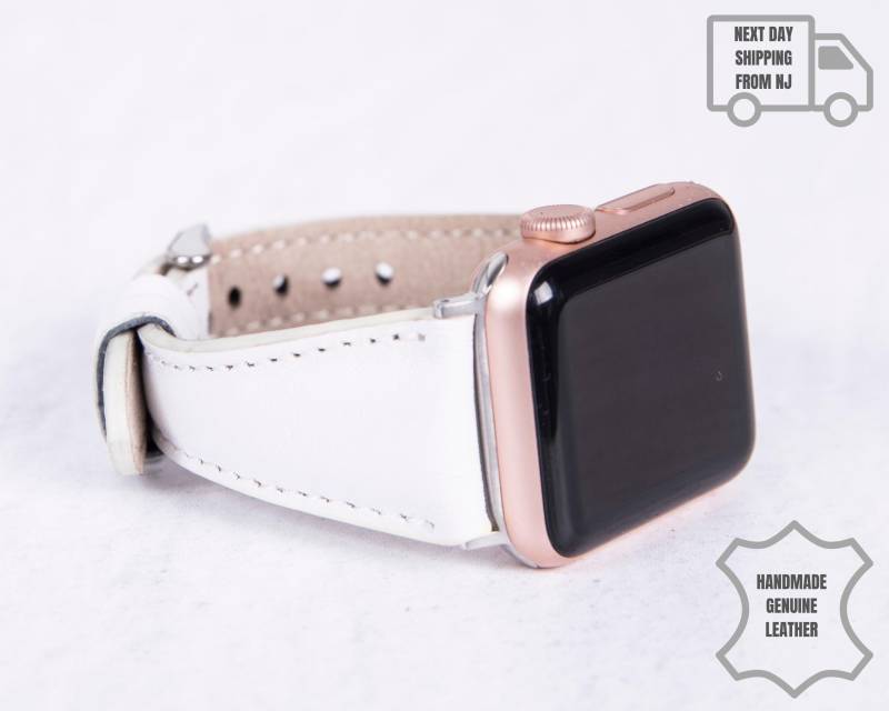 Weißes Echtleder Apple Uhrenarmband Für Damen Und Herren - Watch Armband Alle Modelle Versand Am Nächsten Tag von MADUEMNEWYORK