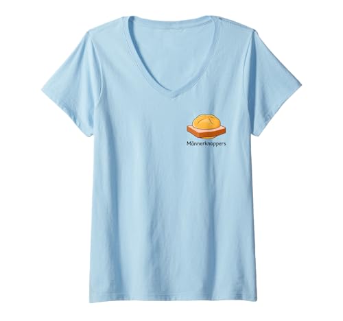 Damen MÄNNERKNOPPERS - LEBAKAS X Leberkäse Bier Oktoberfest T-Shirt mit V-Ausschnitt von MÄNNERKNOPPERS X Leberkäse Brötchen & Bier