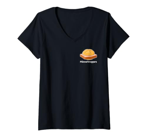 Damen MÄNNERKNOPPERS - LEBAKAS X Leberkäse Bier Oktoberfest T-Shirt mit V-Ausschnitt von MÄNNERKNOPPERS X Leberkäse Brötchen & Bier