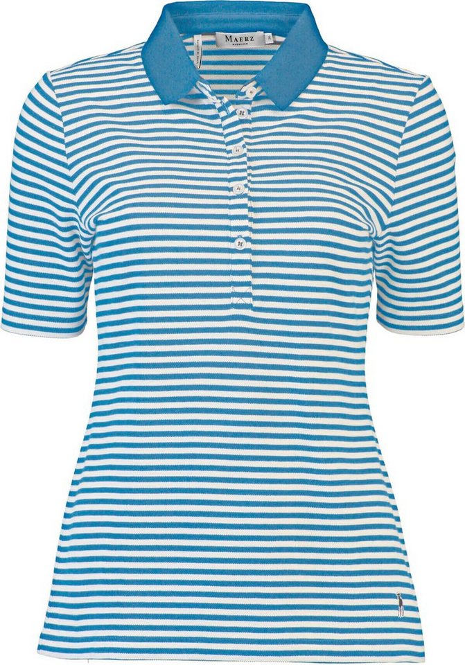 MAERZ Muenchen Poloshirt MAERZ Polo-Shirt hellblau gestreift in Pique-Qualität von MAERZ Muenchen