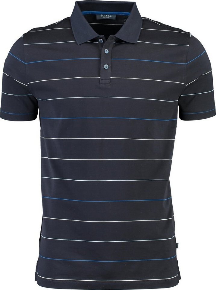 MAERZ Muenchen Poloshirt MAERZ mercerisiertes Polo-Shirt marine gestreift von MAERZ Muenchen