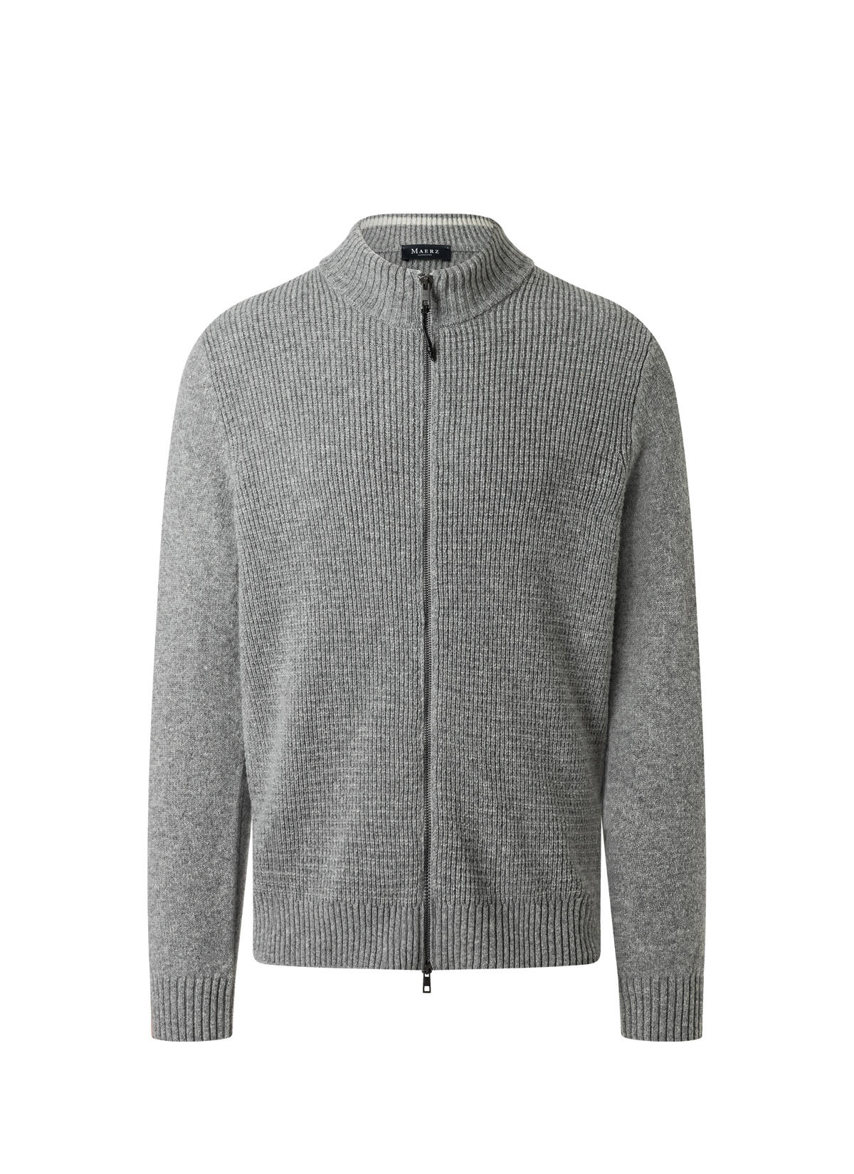 MAERZ Muenchen - Strickjacke Zip 1/1 Arm mercury grey - Gr. - 54 von MAERZ Muenchen