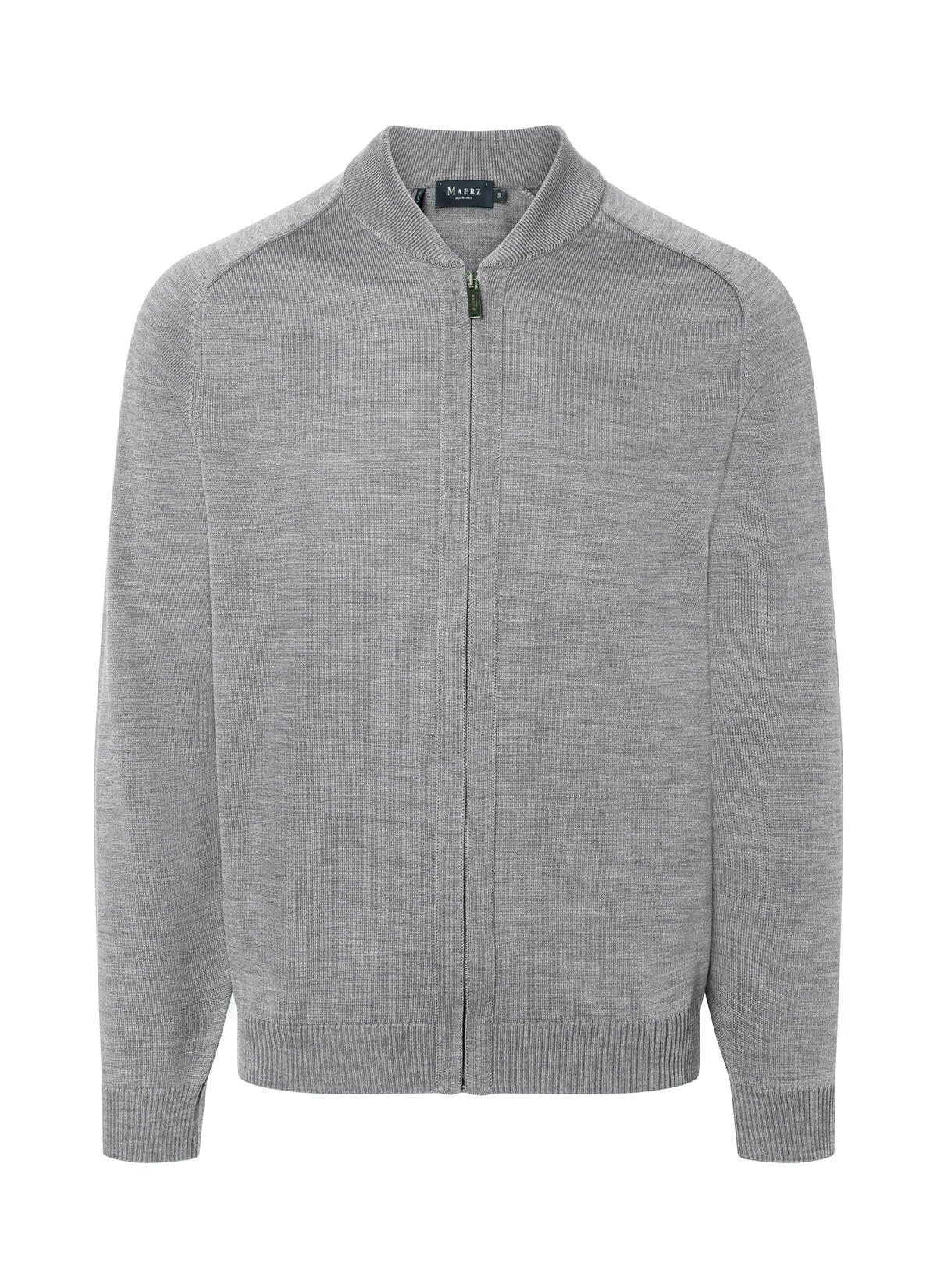 MAERZ Muenchen - Strickjacke Zip 1/1 Arm mercury grey - Gr. - 56 von MAERZ Muenchen