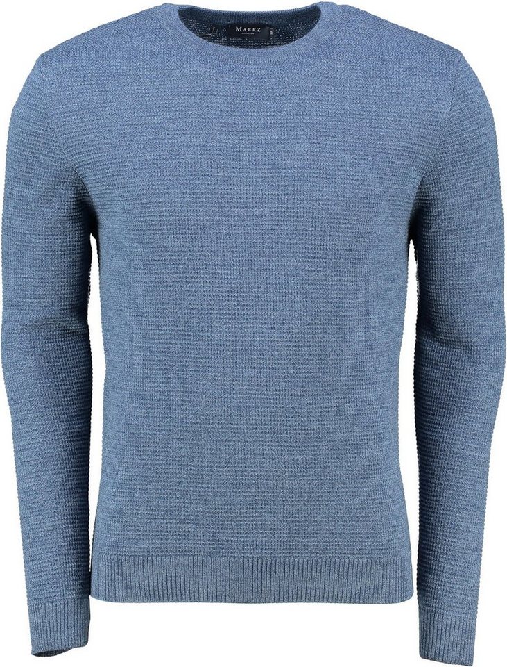 MAERZ Muenchen Strickpullover MAERZ Rundhals Pullover blau aus Schurwolle von MAERZ Muenchen