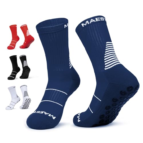 Maestro Grip Socken - Anti-Rutsch-Socken für Damen und Herren - Fußball, Fußball, Basketball, Hockey rutschfeste Socken, Marineblau, X-Large von MAESTRO SPORTSWEAR