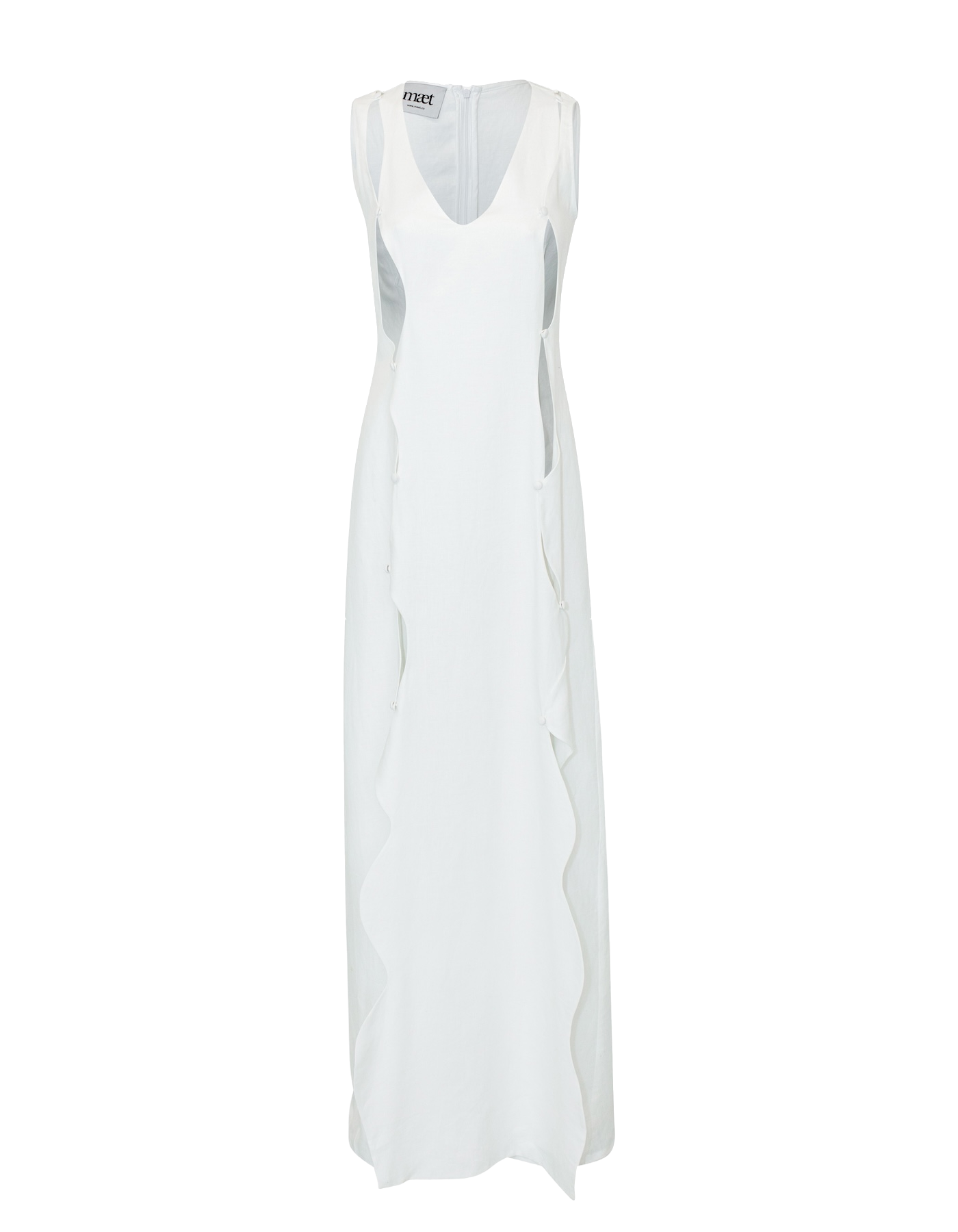 ELINOR White V Neck Curvy Linen Dress von MAET