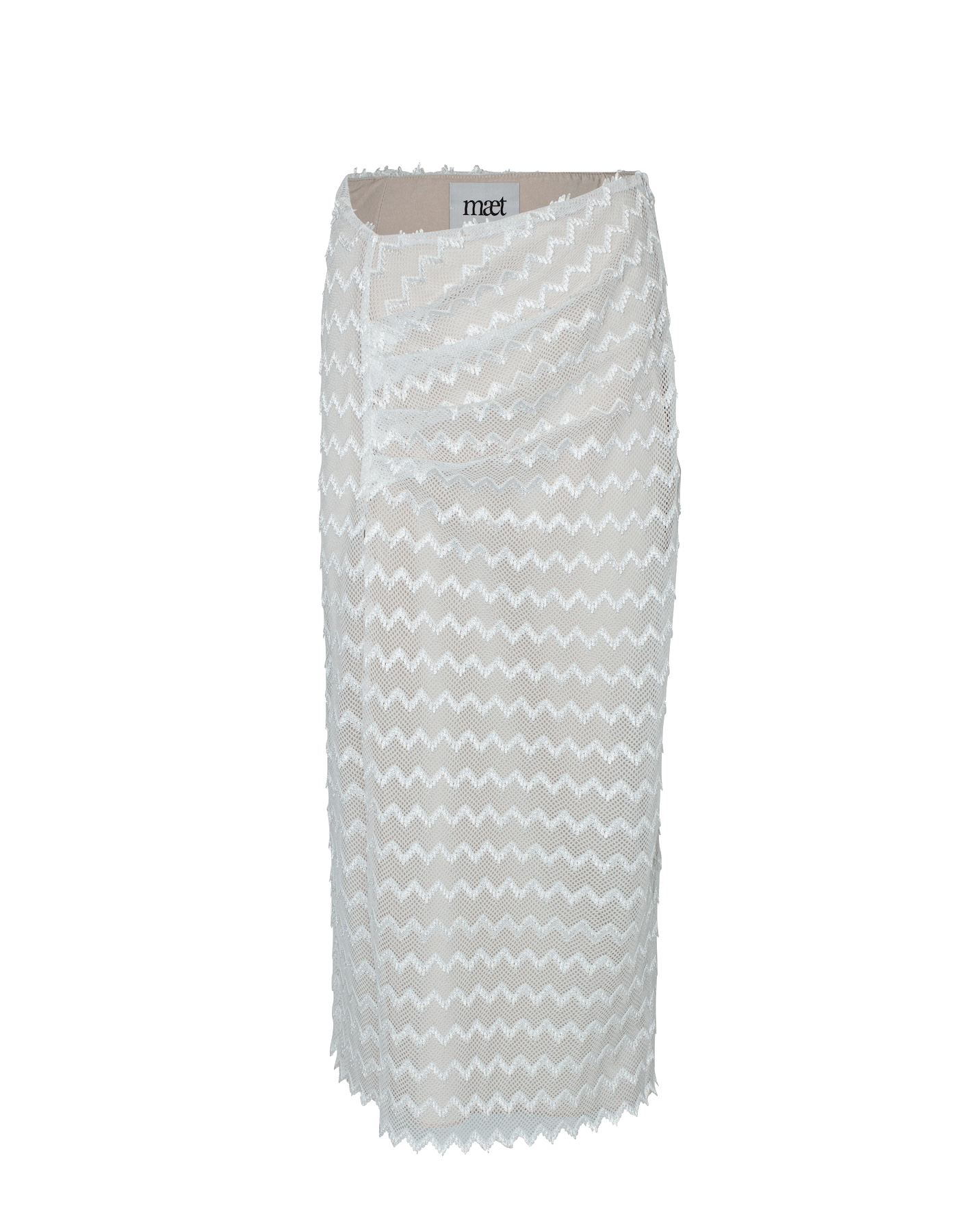 HEBO White Knit Asymmetric Midi Skirt von MAET