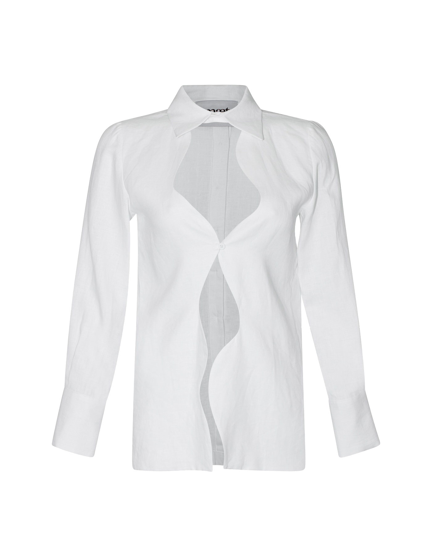 KATNISS White Linen Wavy Collared Shirt von MAET
