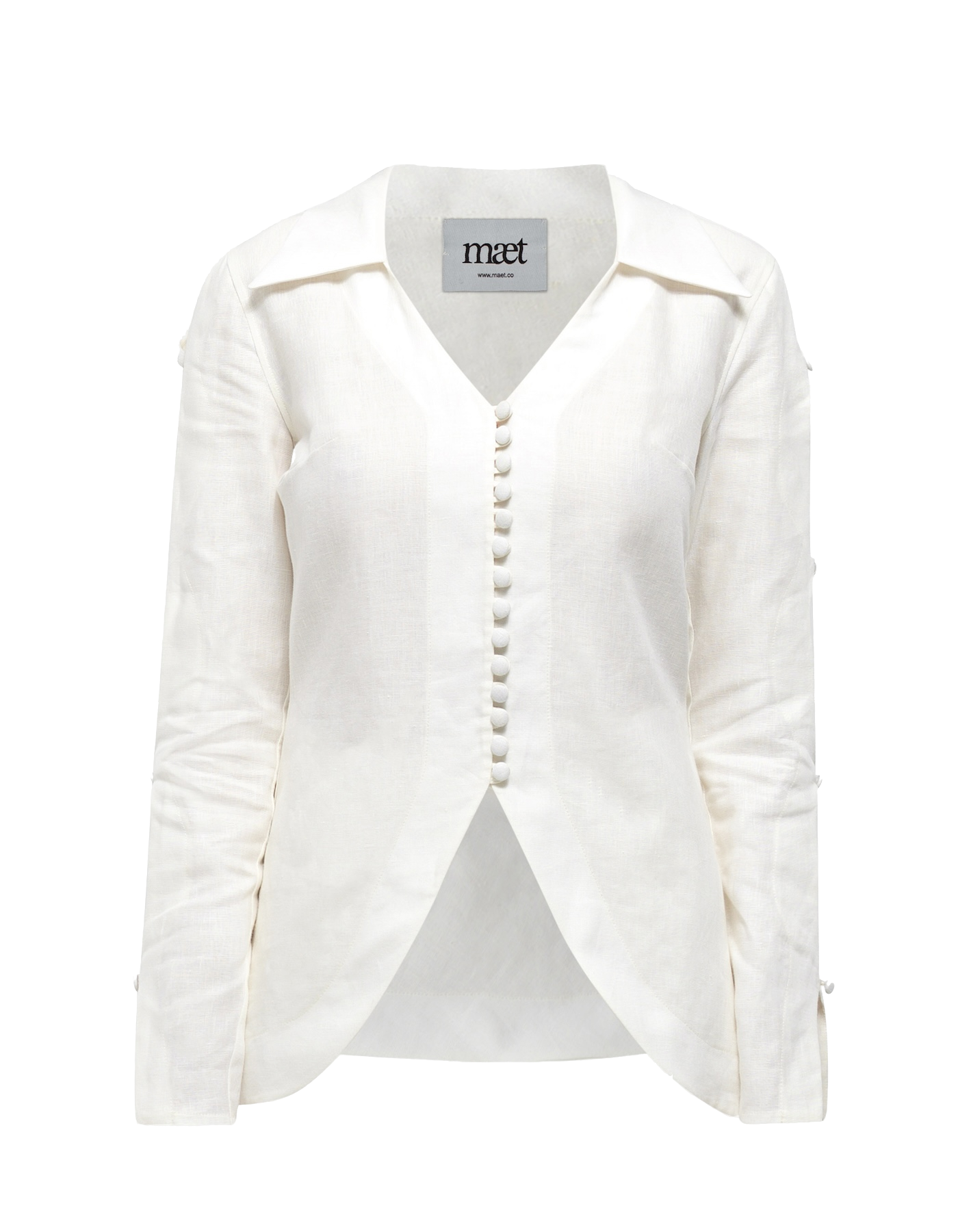 NEREUS White Linen Collared Shirt von MAET