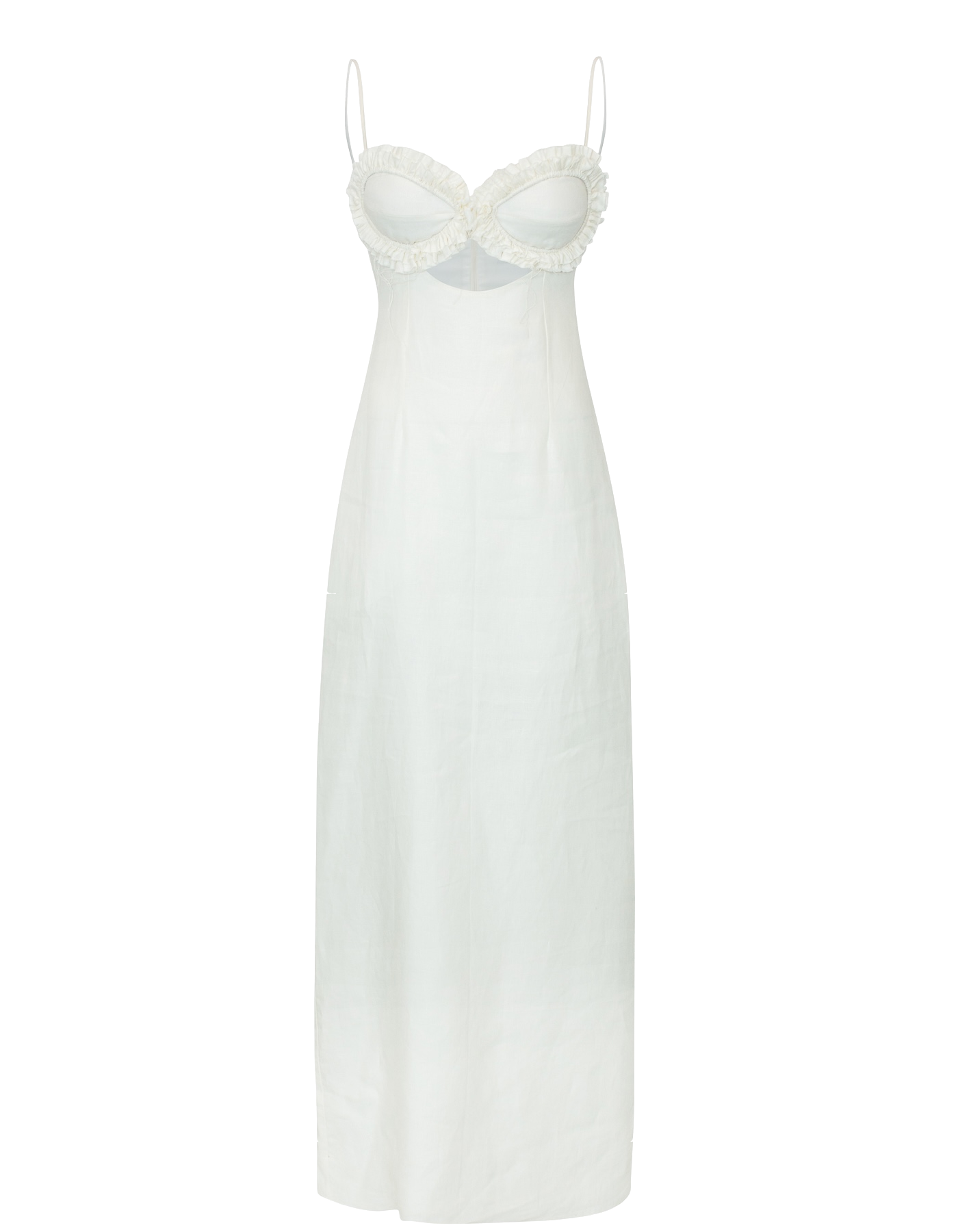 SARAH White Linen Dress With Ruffles von MAET