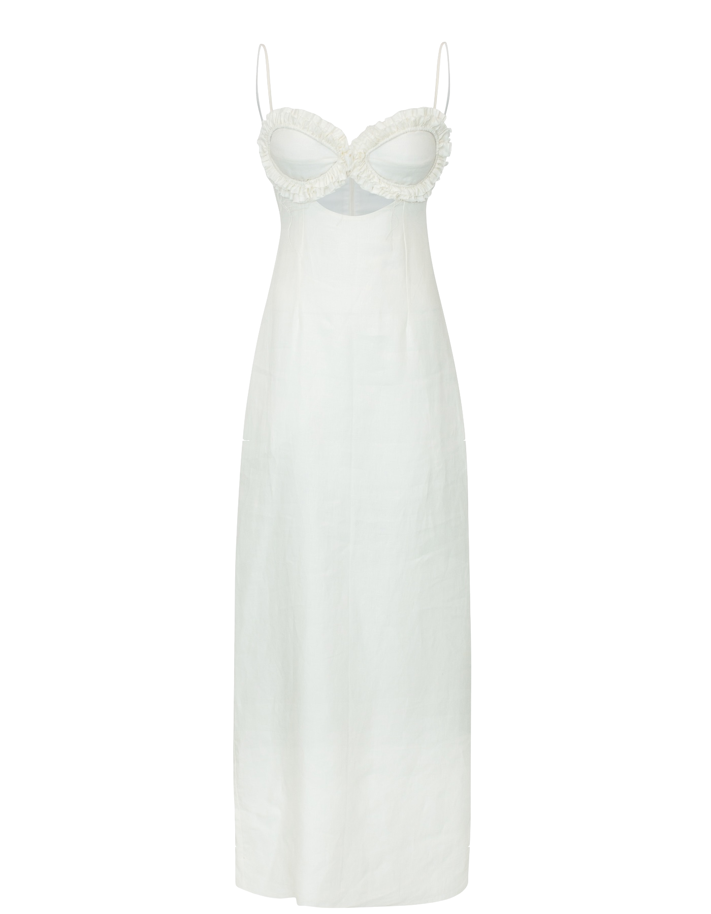 SARAH White Linen Dress With Ruffles - White - XL - MAET - Maxi dresses von MAET