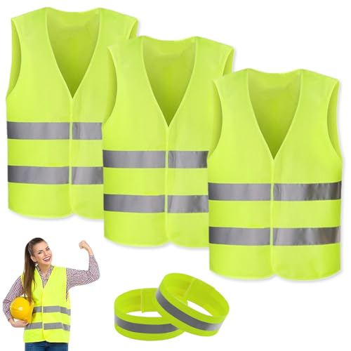 MAEXUS Sicherheitsweste Auto, 3 Stück Warnweste Auto, Auto Warnwesten für Männer Frauen, Warnweste, für Flughafen, Autofahrern, Arbeitskräften, KFZ Pannenhilfe, Verkehrssicherheit von MAEXUS