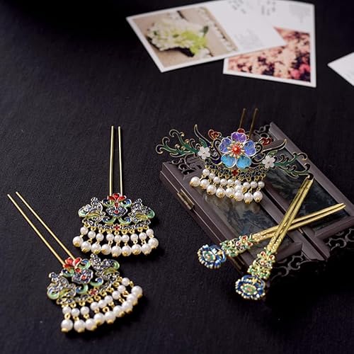 Chinesische Xiuhe Haar Zubehör Set Lange Fransen Vintage Blume Handgemachte Haarnadeln Chinesischen Stil Hanfu 006 von MAFSMJP