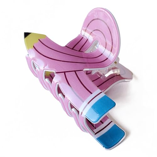 Modische Bleistift Haarspange aus Acryl, College-Stil, Mittlere Größe - Perfekte für Frauen und Mädchen (Altrosa) von MAGAM-Stoffe