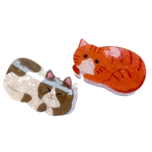 Modische Catlover Haarspange aus Acryl, Katzen-Stil, Mittlere Größe - Perfekte für Frauen und Mädchen (Braun) von MAGAM-Stoffe