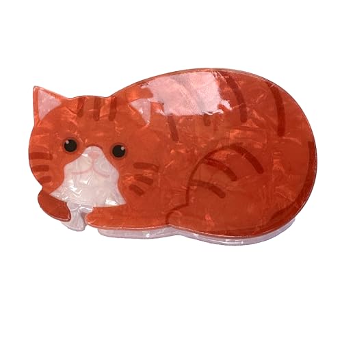 Modische Catlover Haarspange aus Acryl, Katzen-Stil, Mittlere Größe - Perfekte für Frauen und Mädchen (Rot) von MAGAM-Stoffe